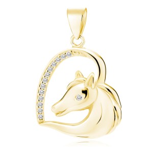 Pandantiv argint placat cu aur galben cal si inima cu pietre DiAmanti Z1795CG_W-DIA (Argint 925‰ 1,7 g.)